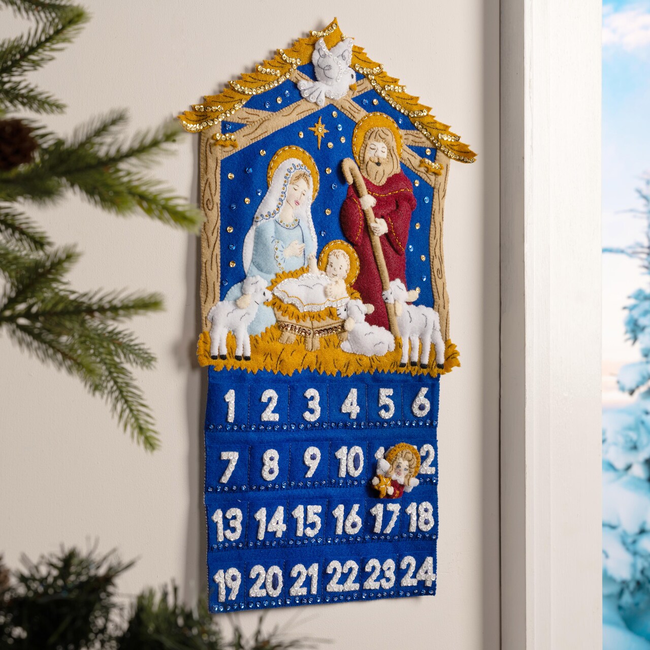 Bucilla Advent Calendar Felt Applique Kit 13"X19.5"-One Starry Night
